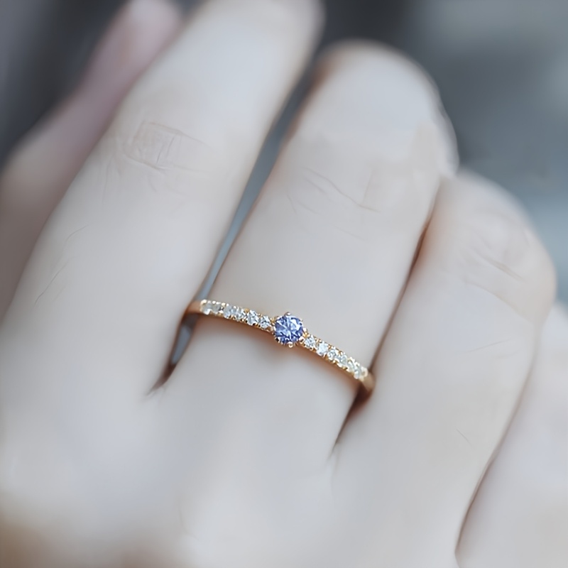 Adjustable Purple CZ Open Ring for Women